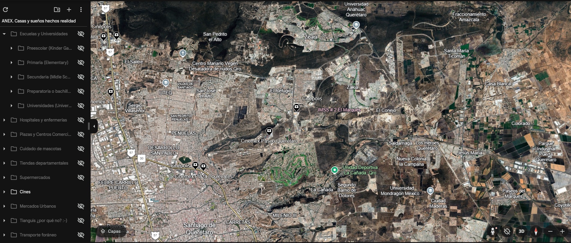 Vista previa del mapa de servicios de Querétaro Moderno ANEX